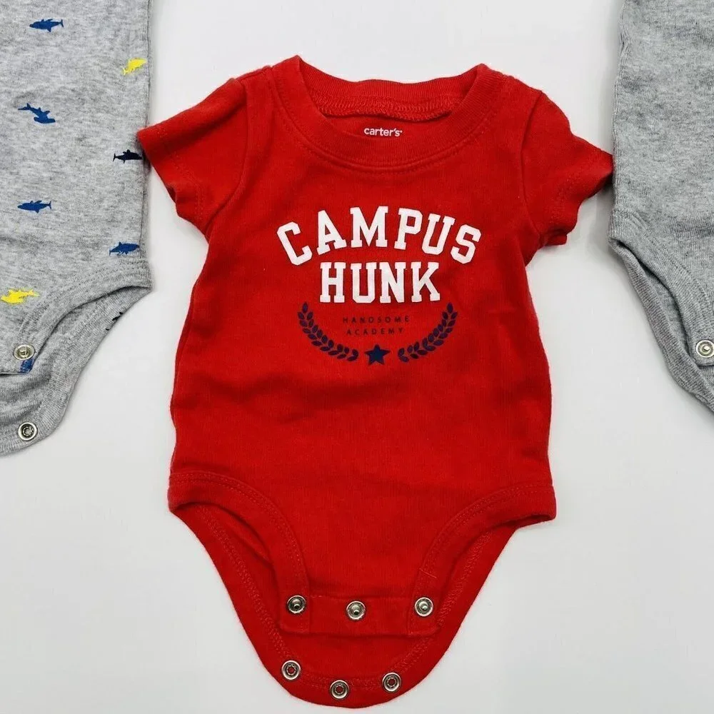 Carters Baby Infant Boys‎ Size Newborn 3 Piece Short Sleeve Bodysuit Lot 1597